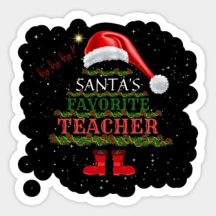 Santa's Favorite Teacher Santa Hat Ho Ho Ho Sticker